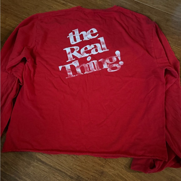 Coca-Cola Real Thing Long Sleeve Tee Cropped Red Cotton T-shirt Women’s M - Picture 3 of 4